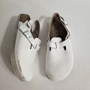 Birkenstock Boston Leather White Narrow Footbed Slip On Clog EU 40 Women 9 Men 7